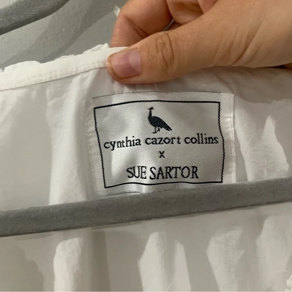 Sue Sartor x Cynthia Cazort Collins Dress High Low Midi Ruffle Tiered in White - Picture 4 of 8